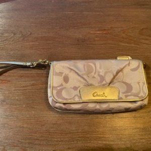 Coach signature wristlet/clutch mini bag/wallet